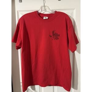 Vintage Harley Davidson Shirt Sz L Red Beartooth Cody Wyoming Flames Skull Biker